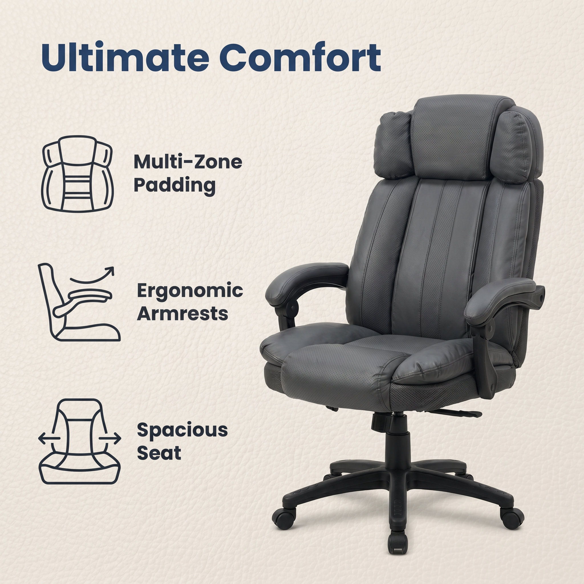 Direct Factory Operation Boss Room Height Adjustable Office Seating Black Leather Manager Office Chair