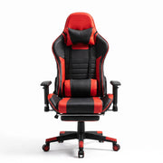 Gaming Chair PU Leather Black With Footrest Manual Recliner Steel Base Contemporary Design