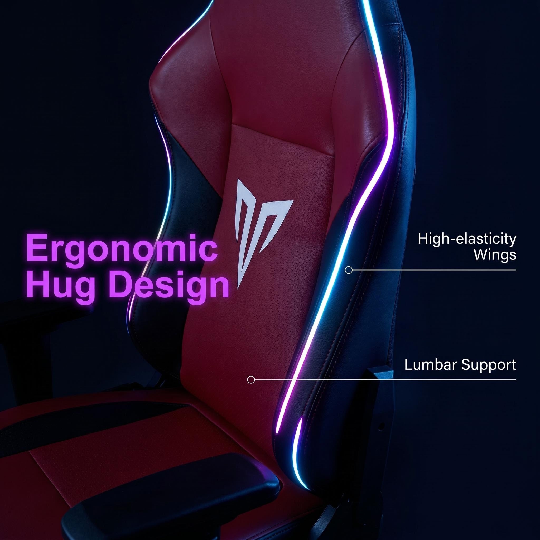 Gaming Chair PU Leather Red Manual Recliner Steel Base Contemporary Design