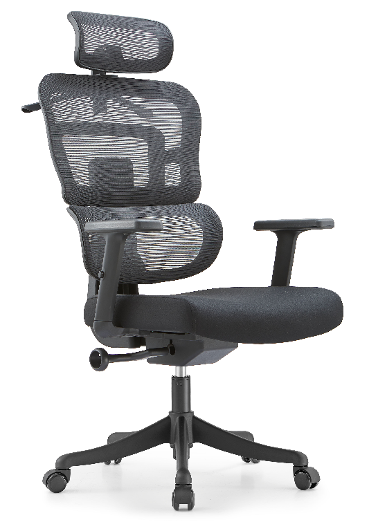 High-Back Ergonomic Mesh Office Chair with Headrest & Adjustable Armrests – Black