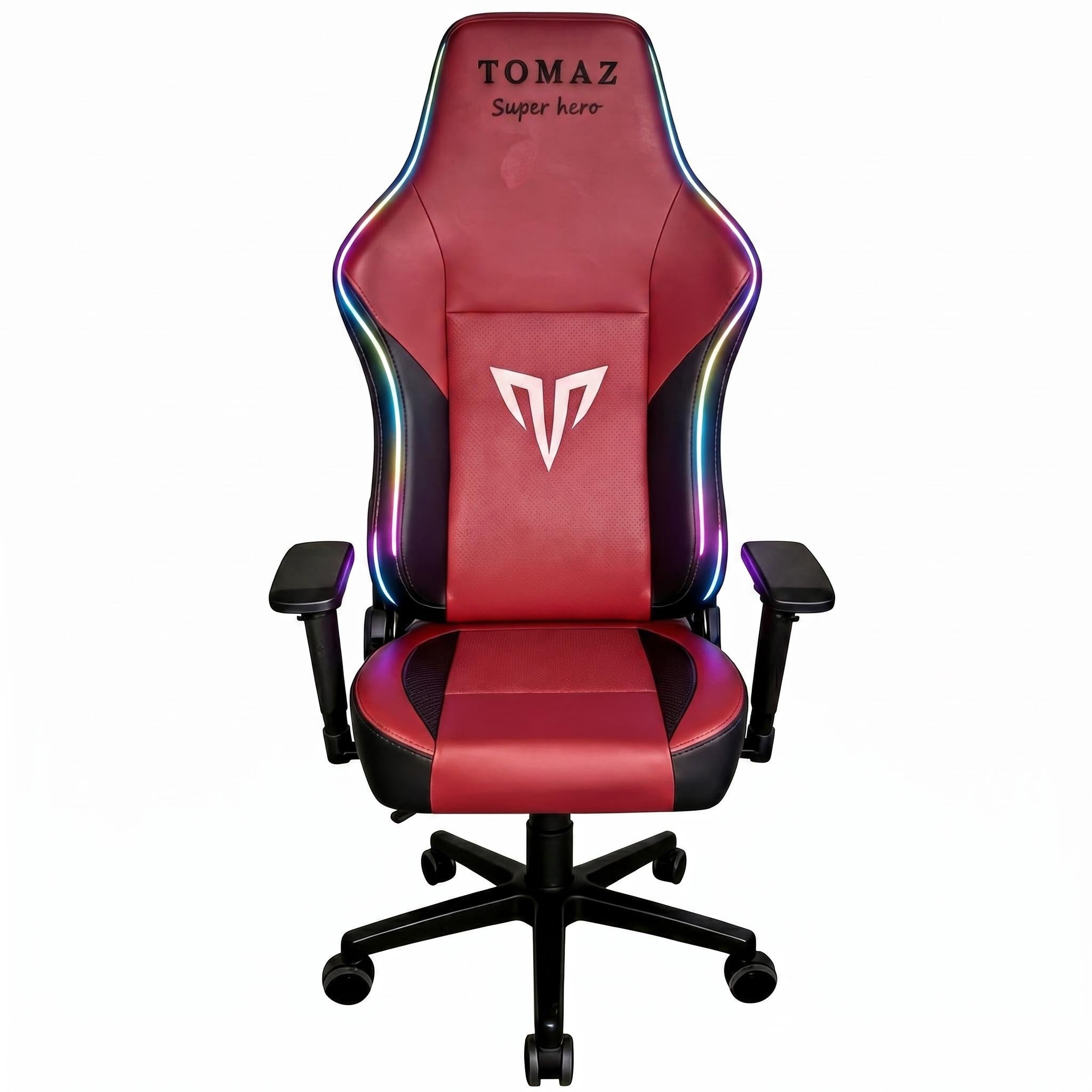 Gaming Chair PU Leather Red Manual Recliner Steel Base Contemporary Design